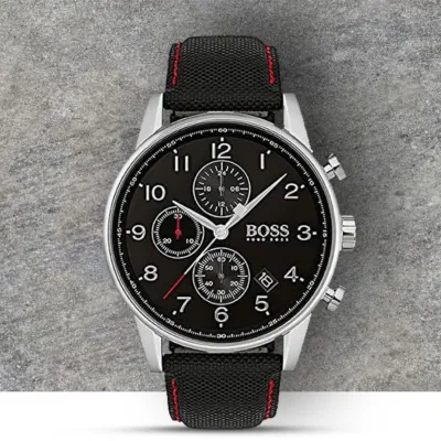 Hugo Boss Men's Quartz Classic Display and Textile Strap Watch 